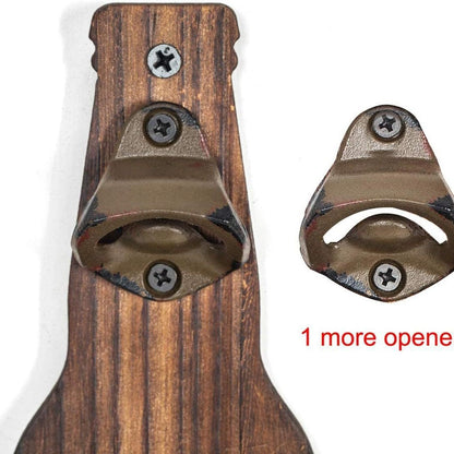 Brown Rustic Wooden Wall-Mounted Bottle Opener with Cap Catcher - Vintage Beer Opener for Bar & Kitchen - Image 3