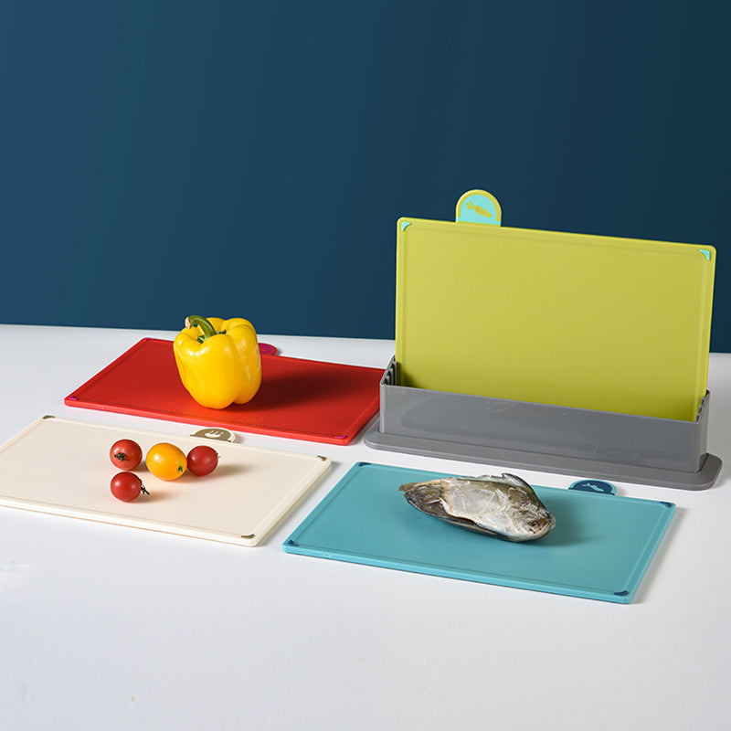 Coloerful 4-Piece Colour-Coded Index Cutting Board Set with Storage Stand - Food-Safe PP, Non-Slip, Easy Clean Kitchen Chopping Boards - Image 2