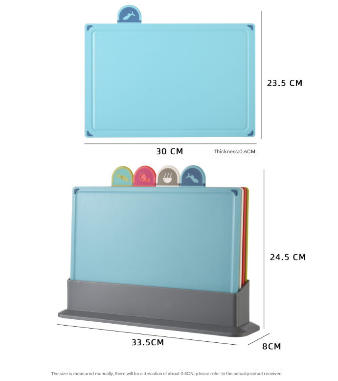 Coloerful 4-Piece Colour-Coded Index Cutting Board Set with Storage Stand - Food-Safe PP, Non-Slip, Easy Clean Kitchen Chopping Boards - Image 3