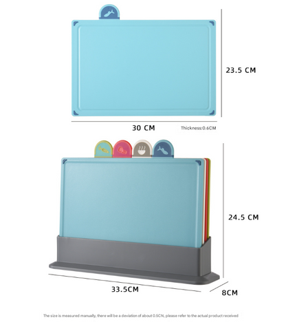 Coloerful 4-Piece Colour-Coded Index Cutting Board Set with Storage Stand - Food-Safe PP, Non-Slip, Easy Clean Kitchen Chopping Boards - Image 3