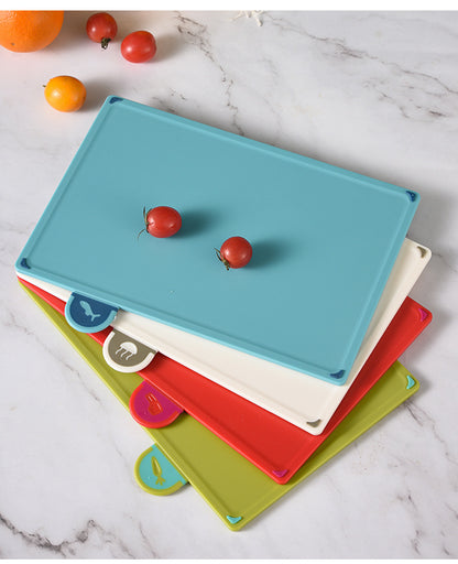 Coloerful 4-Piece Colour-Coded Index Cutting Board Set with Storage Stand - Food-Safe PP, Non-Slip, Easy Clean Kitchen Chopping Boards - Image 8