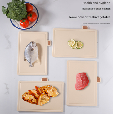 Beige 4-Piece Index Cutting Board Set with Ventilated Storage Stand - Food-Safe PP Kitchen Chopping Boards - Image 2