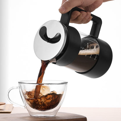 Black Classic 1000ml French Press Coffee & Tea Maker - Heat Resistant Borosilicate Glass, Stainless Steel Filter - Image 3