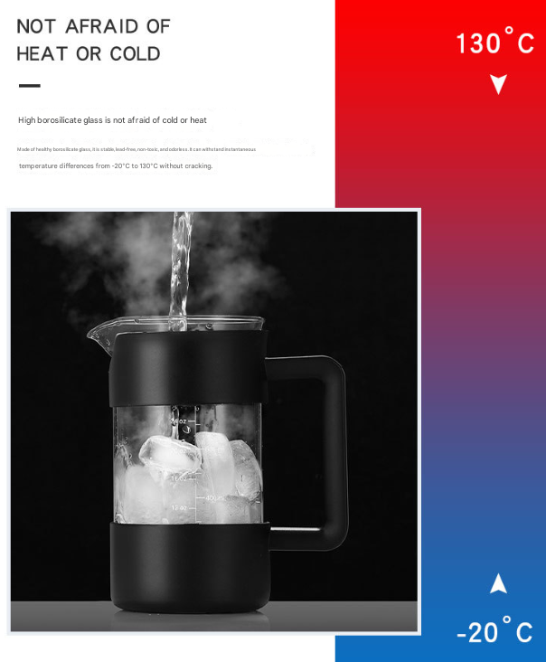 Black Classic 1000ml French Press Coffee & Tea Maker - Heat Resistant Borosilicate Glass, Stainless Steel Filter - Image 6