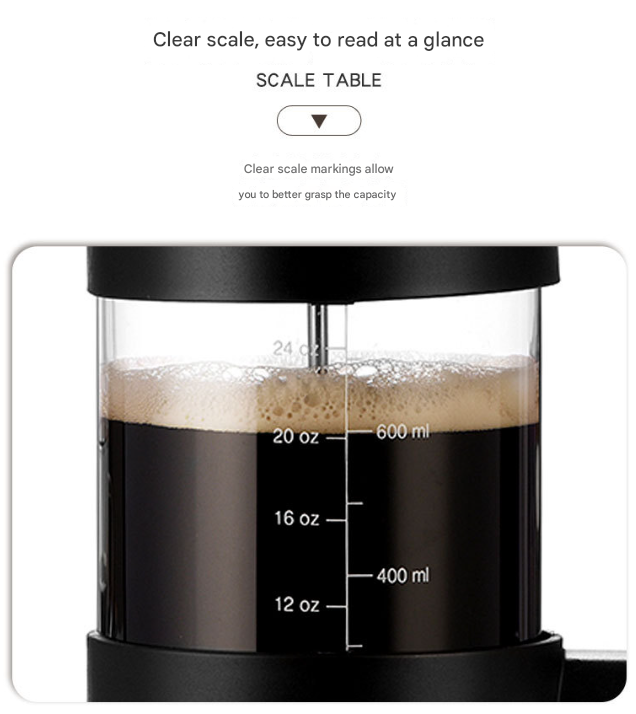 Black Classic 1000ml French Press Coffee & Tea Maker - Heat Resistant Borosilicate Glass, Stainless Steel Filter - Image 8