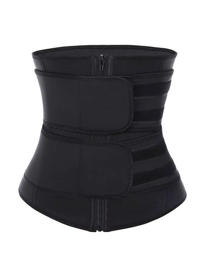 Size S Black Womens Sweat-Enhancing Waist Trainer Belt - Dual Strap Zipper Tummy Control Cincher for Workout & Postpartum Shaping - Image 2