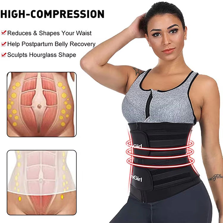 Size S Black Womens Sweat-Enhancing Waist Trainer Belt - Dual Strap Zipper Tummy Control Cincher for Workout & Postpartum Shaping - Image 6