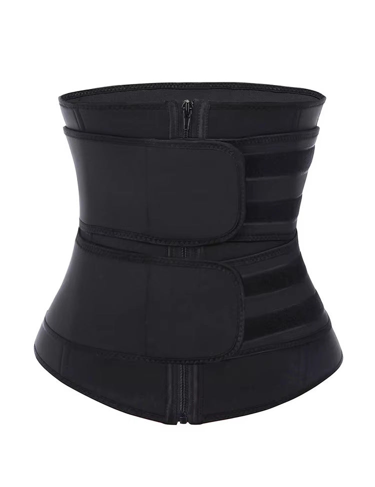 Size M Black Womens Sweat-Enhancing Waist Trainer Belt - Dual Strap Zipper Tummy Control Cincher for Workout & Postpartum Shaping - Image 2