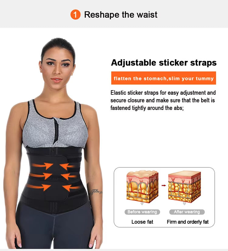 Size XXXL Black Womens Sweat-Enhancing Waist Trainer Belt - Dual Strap Zipper Tummy Control Cincher for Workout & Postpartum Shaping - Image 4