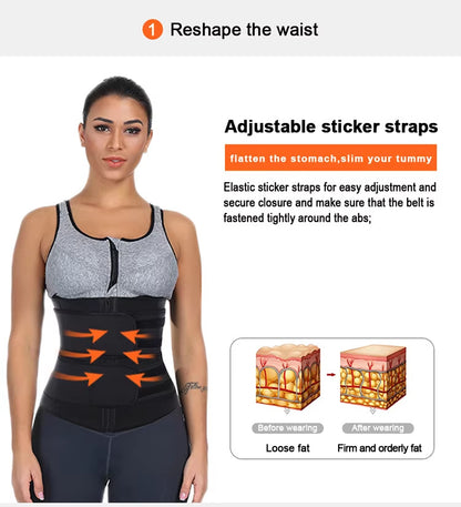 Size XXXL Black Womens Sweat-Enhancing Waist Trainer Belt - Dual Strap Zipper Tummy Control Cincher for Workout & Postpartum Shaping - Image 4