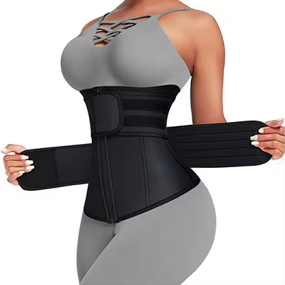 Size 4XL Black Womens Sweat-Enhancing Waist Trainer Belt - Dual Strap Zipper Tummy Control Cincher for Workout & Postpartum Shaping - Image 2