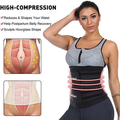 Size 4XL Black Womens Sweat-Enhancing Waist Trainer Belt - Dual Strap Zipper Tummy Control Cincher for Workout & Postpartum Shaping - Image 5
