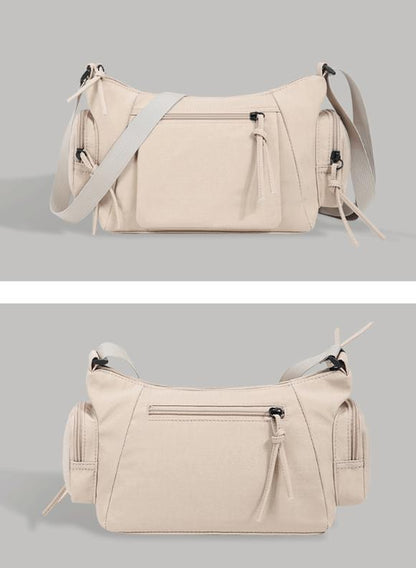 Beige Chic Lightweight Multi-Pocket Oxford Crossbody Bag - Waterproof Retro Shoulder Bag for Women - Image 6