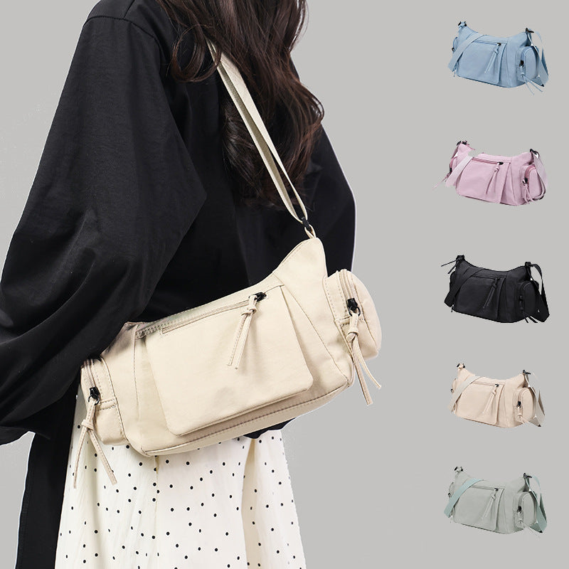 Black Chic Lightweight Multi-Pocket Oxford Crossbody Bag - Waterproof Retro Shoulder Bag for Women - Image 2