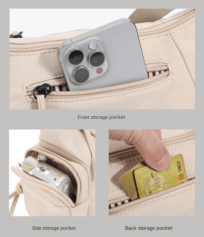 Black Chic Lightweight Multi-Pocket Oxford Crossbody Bag - Waterproof Retro Shoulder Bag for Women - Image 5