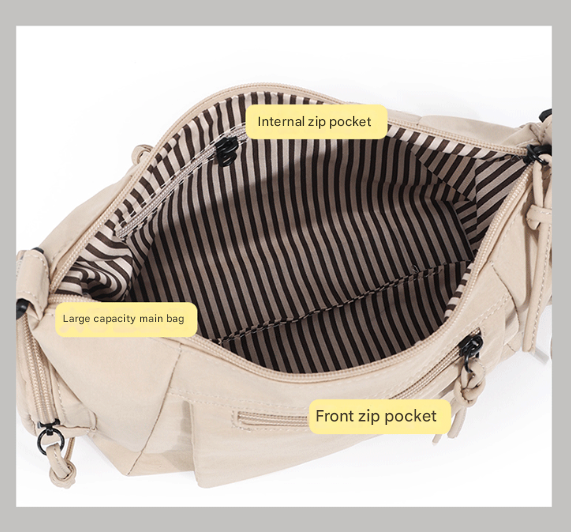 Blue Chic Lightweight Multi-Pocket Oxford Crossbody Bag - Waterproof Retro Shoulder Bag for Women - Image 4