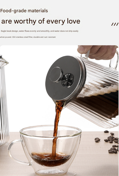 Transparent Elegant Ribbed Double Wall Glass French Press - 350ml Heat Resistant Coffee and Tea Maker with Stainless Steel Filter - Image 6