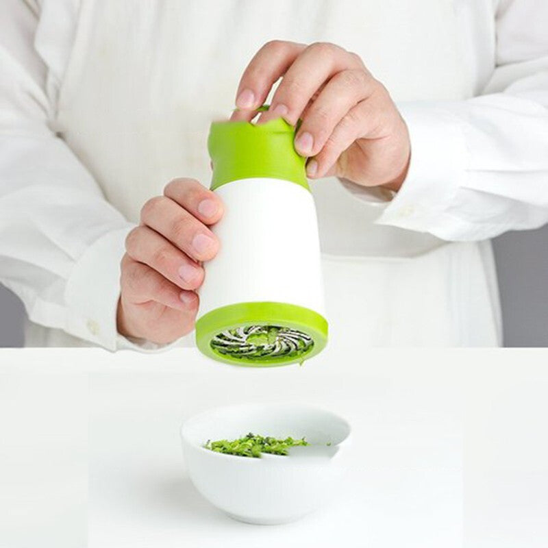 2 Pcs Green and White Manual Rotary Herb Grinder & Spice Mill - Effortless Mincing with Stainless Steel Blades for Fresh Herbs, Garlic & Spices - Image 2