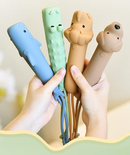 Blue Adorable Shark Silicone LED Flashlight for Kids - USB Rechargeable, Dimmable Brightness, Portable Night Light - Image 8