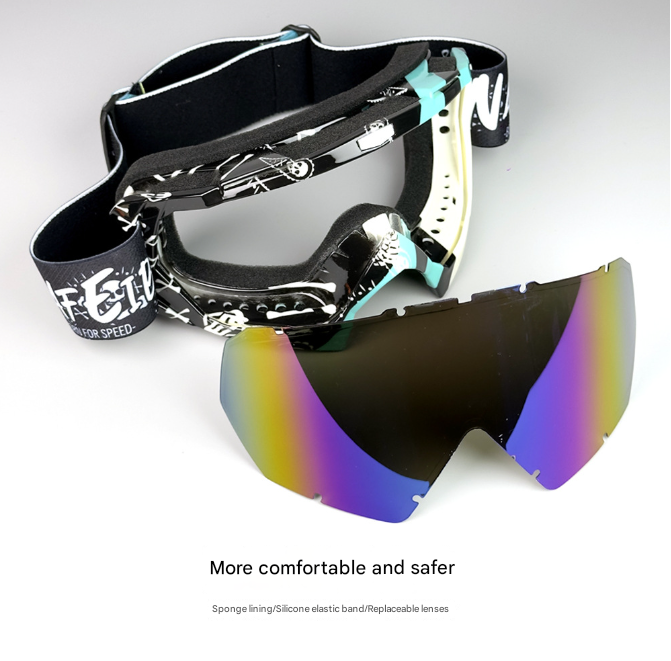 Cyan Frame and Transparent Sheet Versatile Sports Goggles - Windproof UV Protection for Skiing, Motorcycle, Cycling & Outdoor Adventures - Image 4