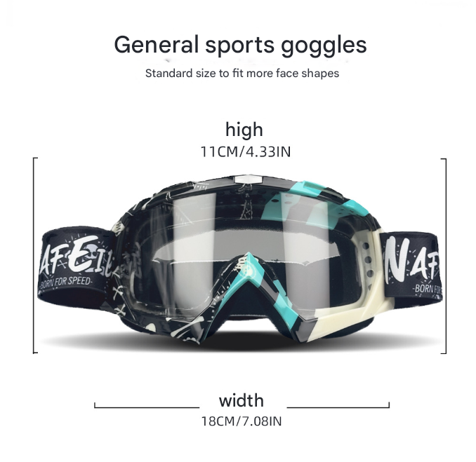 Cyan Frame and Grey Sheet Versatile Sports Goggles - Windproof UV Protection for Skiing, Motorcycle, Cycling & Outdoor Adventures - Image 2
