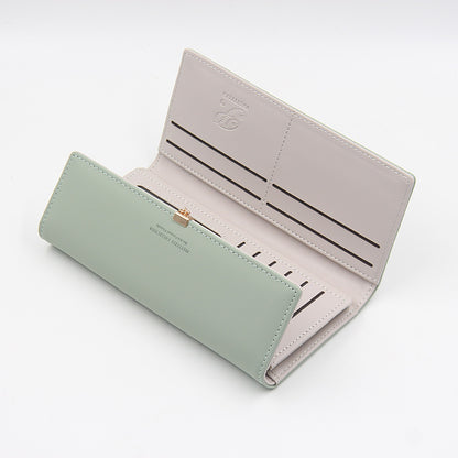 Red Elegant Ladies Long PU Leather Wallet - Slim Clutch with Leaf Charm, Multi-Card Holder & Organizer - Image 6