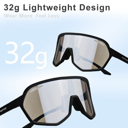Grey frame and photochromic Grey lenses Photochromic Cycling Sunglasses - Lightweight TR90 Frame, HD Vision for Road Biking & Running - Image 2