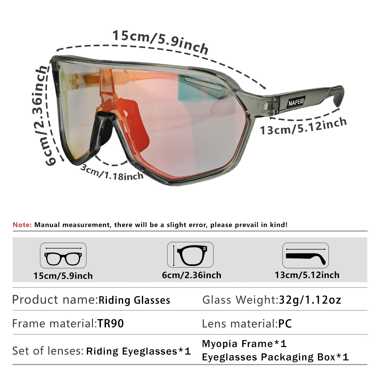 Grey frame and photochromic Grey lenses Photochromic Cycling Sunglasses - Lightweight TR90 Frame, HD Vision for Road Biking & Running - Image 4