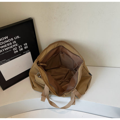 Black Women's Large Capacity Nylon Tote Bag - Stylish Casual Shoulder with Detachable Pouch - Image 4
