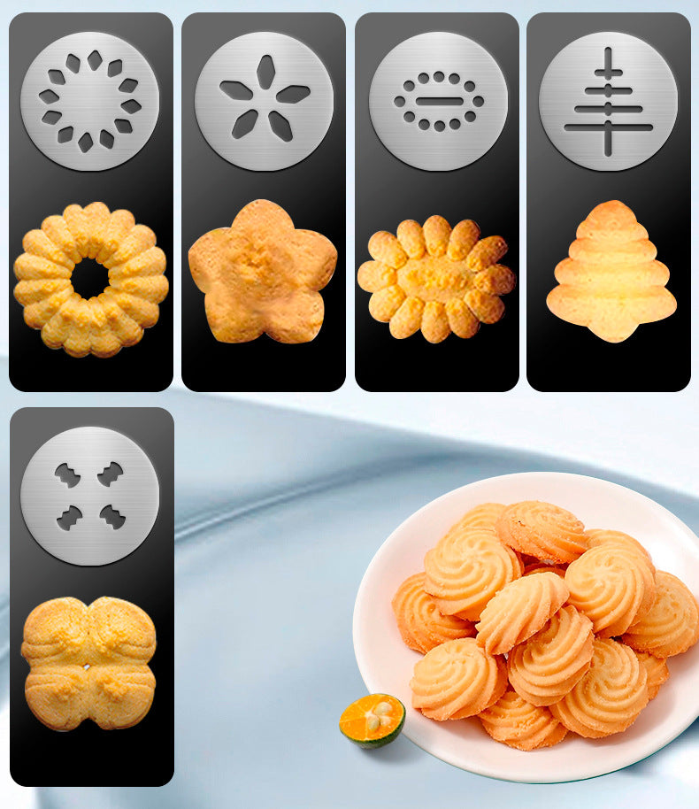 Silver and Black Stainless Steel Cookie Press Gun Kit - Biscuit Maker & Icing Decorating Set with 13 Discs & 8 Nozzles - Image 7