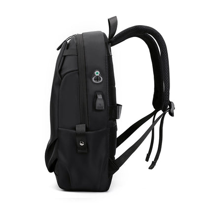 Black Modern Anti-Theft Laptop Backpack with USB Charging Port - Water-Repellent Travel & Business Bag for 15.6 Inch Laptops - Image 3