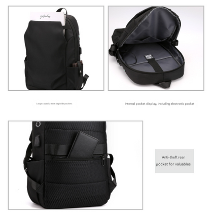 Black Modern Anti-Theft Laptop Backpack with USB Charging Port - Water-Repellent Travel & Business Bag for 15.6 Inch Laptops - Image 6