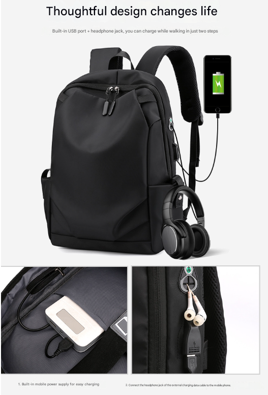 Grey Modern Anti-Theft Laptop Backpack with USB Charging Port - Water-Repellent Travel & Business Bag for 15.6 Inch Laptops - Image 5