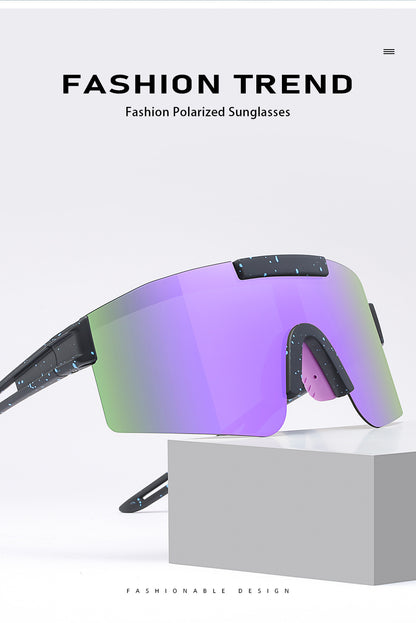 Blue Lenses With Black Temples Ultra-Light Polarized Sports Sunglasses - Wraparound Shield Design for Cycling & Outdoor Performance - Image 2