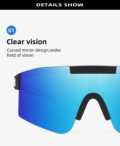 Blue Lenses With Black Temples Ultra-Light Polarized Sports Sunglasses - Wraparound Shield Design for Cycling & Outdoor Performance - Image 4