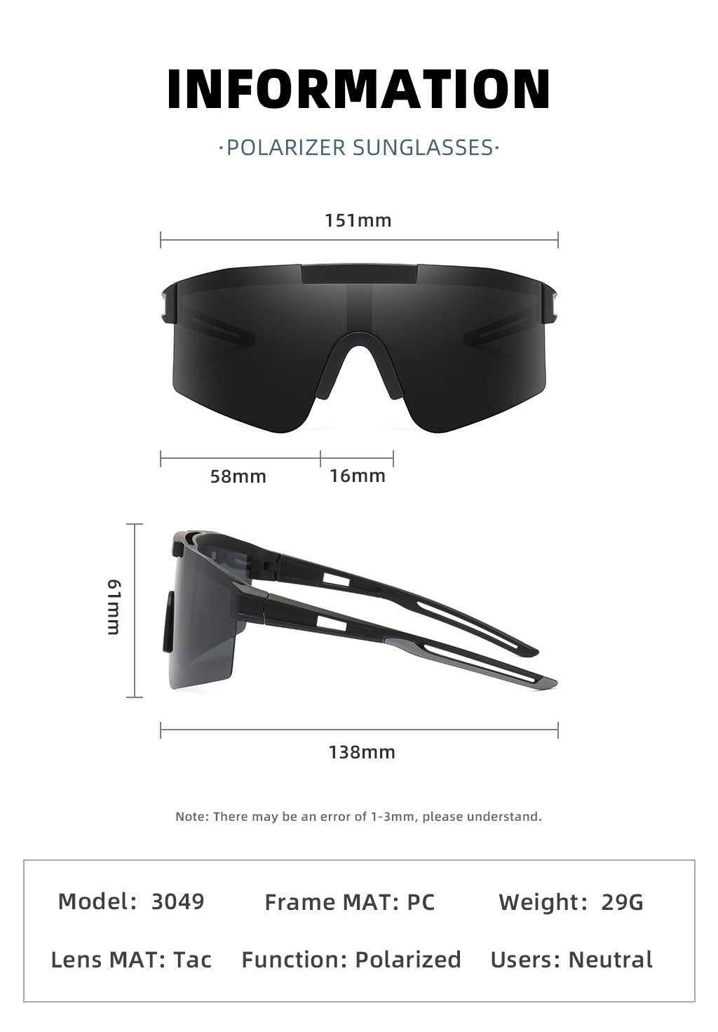 Blue Lenses With Black Temples Ultra-Light Polarized Sports Sunglasses - Wraparound Shield Design for Cycling & Outdoor Performance - Image 9