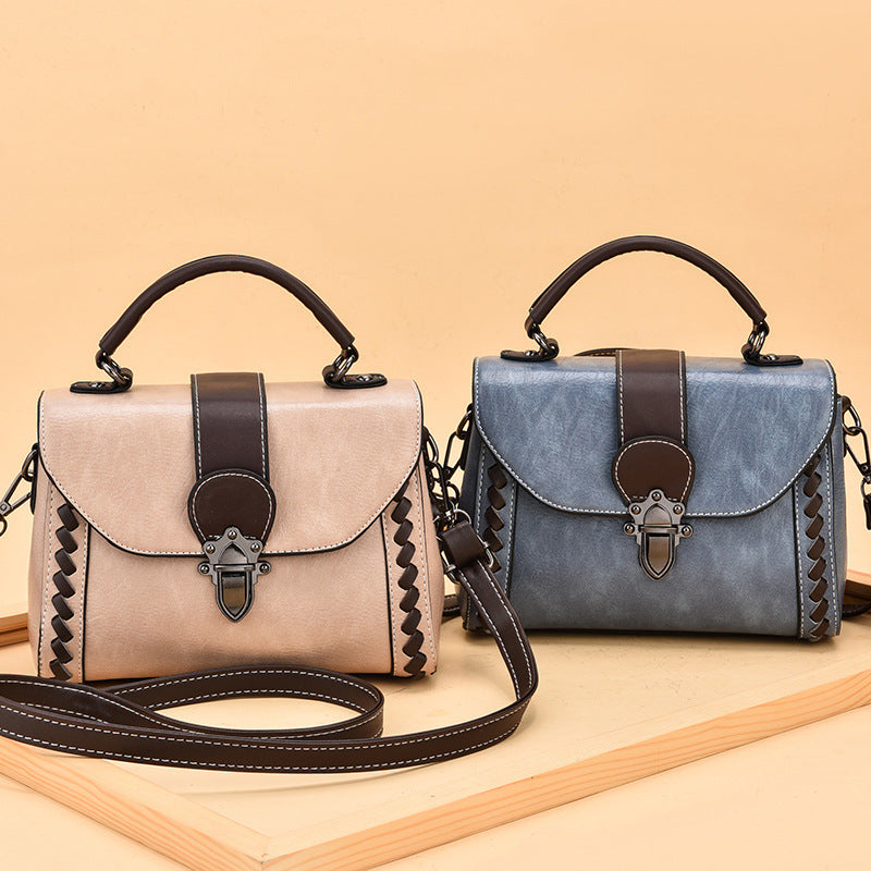 Brown Elegant Women's PU Leather Top Handle Satchel - Versatile Crossbody Bag with Classic Clasp & Braided Detail - Image 3