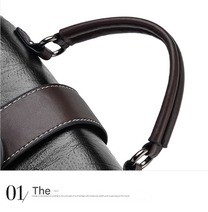Brown Elegant Women's PU Leather Top Handle Satchel - Versatile Crossbody Bag with Classic Clasp & Braided Detail - Image 6