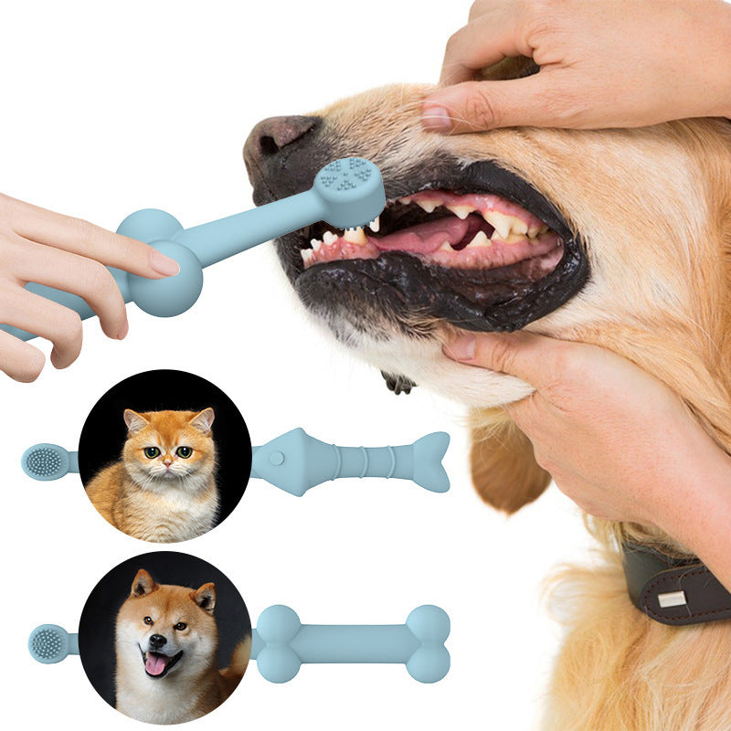 6 x Silicone Pet Toothbrush (3 Fish shape and 3 Bone shape) Green Gentle Food-Grade Silicone Pet Toothbrush - Promotes Healthy Teeth & Gums for Dogs & Cats - Image 5