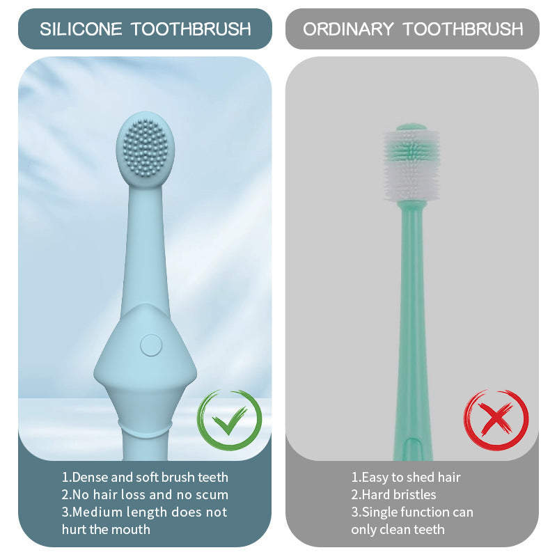 6 x Silicone Pet Toothbrush (3 Fish shape and 3 Bone shape) Beige Gentle Food-Grade Silicone Pet Toothbrush - Promotes Healthy Teeth & Gums for Dogs & Cats - Image 6