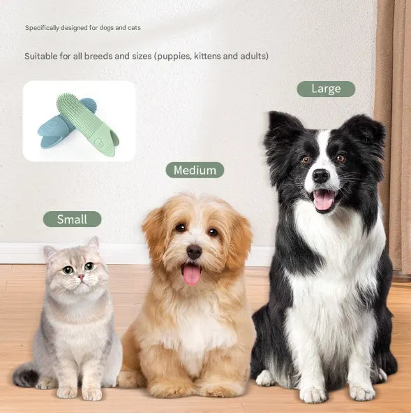 4 Pcs Green Soft Silicone Pet Finger Toothbrush - Gentle Dental Care for Dogs & Cats, Tartar & Plaque Remover - Image 2