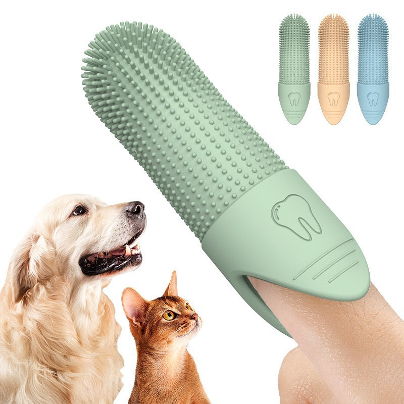 4 Pcs Beige Soft Silicone Pet Finger Toothbrush - Gentle Dental Care for Dogs & Cats, Tartar & Plaque Remover - Image 4