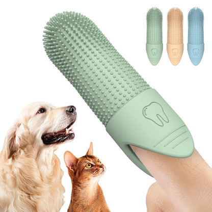 4 Pcs Beige Soft Silicone Pet Finger Toothbrush - Gentle Dental Care for Dogs & Cats, Tartar & Plaque Remover - Image 4
