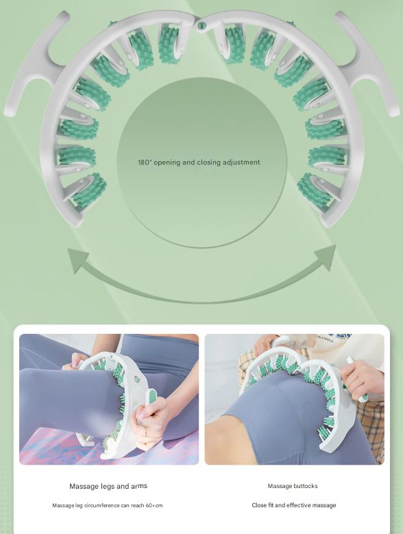 Green and White Adjustable 3D Leg & Body Roller Massager - Deep Tissue Muscle Relief for Thighs, Calves, Arms - Fascia & Cellulite Tool with Detachable Handles - Image 6