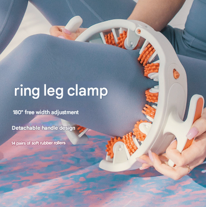 Orange and White Adjustable 3D Leg & Body Roller Massager - Deep Tissue Muscle Relief for Thighs, Calves, Arms - Fascia & Cellulite Tool with Detachable Handles - Image 2