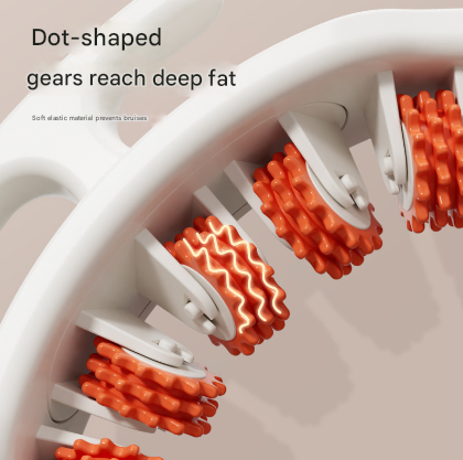 Orange and White Adjustable 3D Leg & Body Roller Massager - Deep Tissue Muscle Relief for Thighs, Calves, Arms - Fascia & Cellulite Tool with Detachable Handles - Image 3
