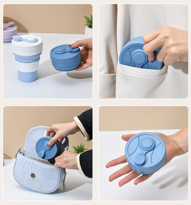 2 Pcs White and Pink 350ml Collapsible Silicone Travel Cup - Portable, Leak-Proof & Food-Grade Drinking Mug with Lid, Insulating Sleeve & Straw - Image 7
