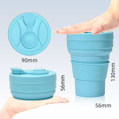 2 Pcs Black 350ml Collapsible Silicone Travel Cup - Portable, Leak-Proof & Food-Grade Drinking Mug with Lid, Insulating Sleeve & Straw - Image 3