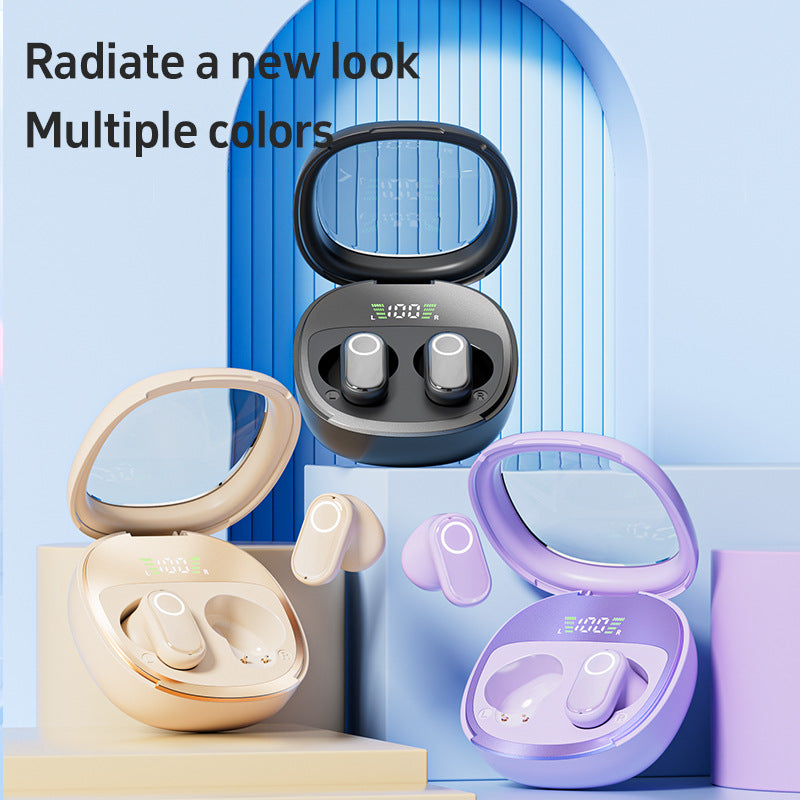 Beige Feather-Light TWS Earbuds - Bluetooth 5.4, Hi-Fi Sound, LED Display Case, 60H+ Playtime, Touch Control - Image 2