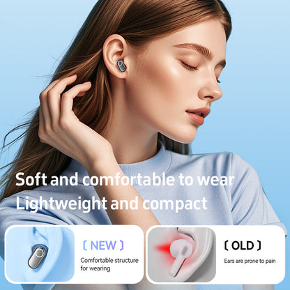 Beige Feather-Light TWS Earbuds - Bluetooth 5.4, Hi-Fi Sound, LED Display Case, 60H+ Playtime, Touch Control - Image 5